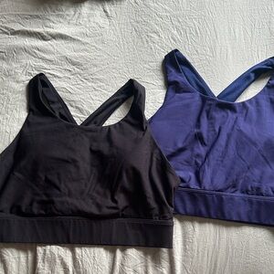 Women’s Fabletics Seamless Racerback Sports Bra - Black & Deep Blue